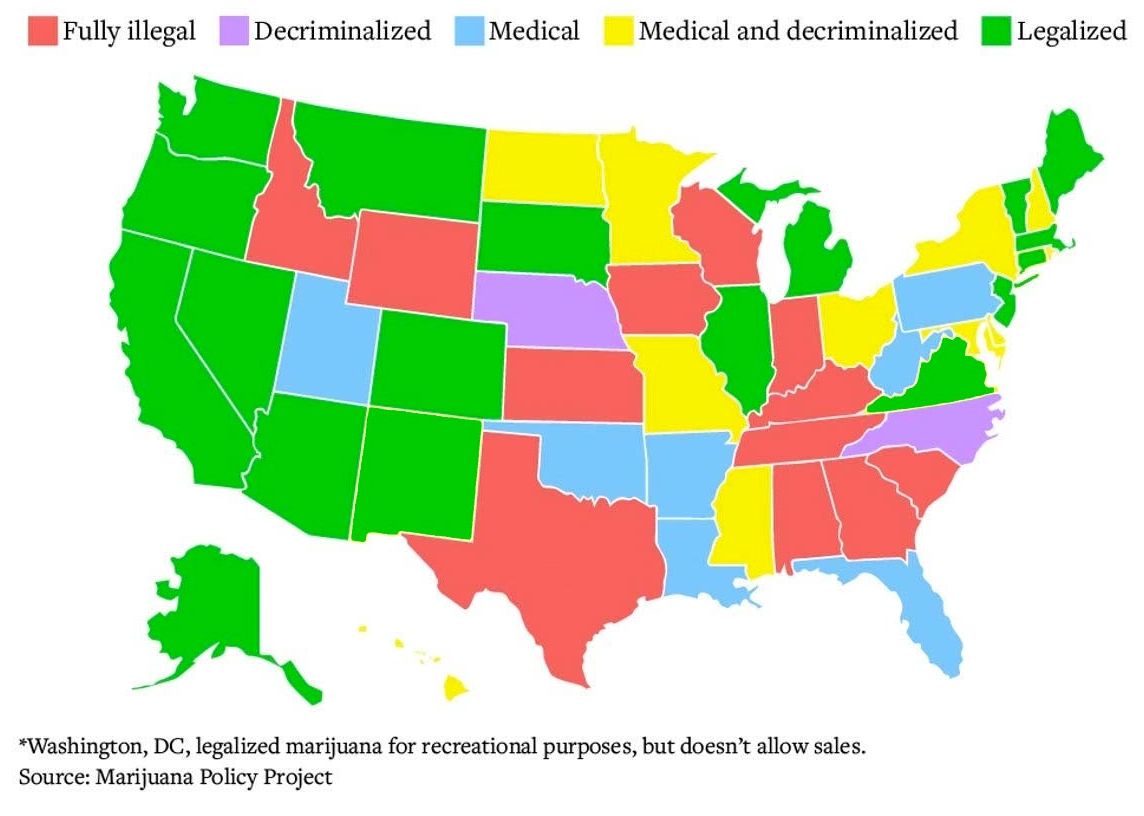 Marijuana laws state-by-state across the US